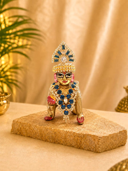 Rajsi Laddu Gopal Mukut & Mala Set