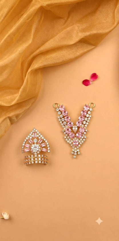 Rajsi Laddu Gopal Mukut & Mala Set