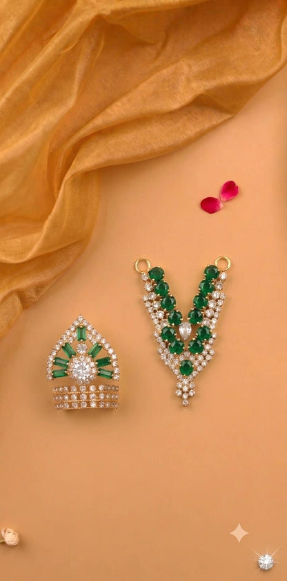 Rajsi Laddu Gopal Mukut & Mala Set