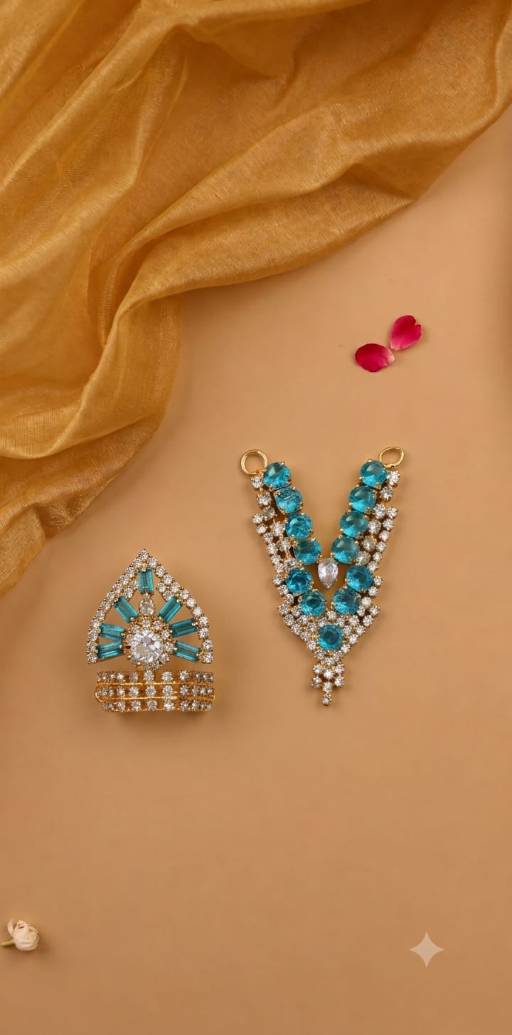 Rajsi Laddu Gopal Mukut & Mala Set