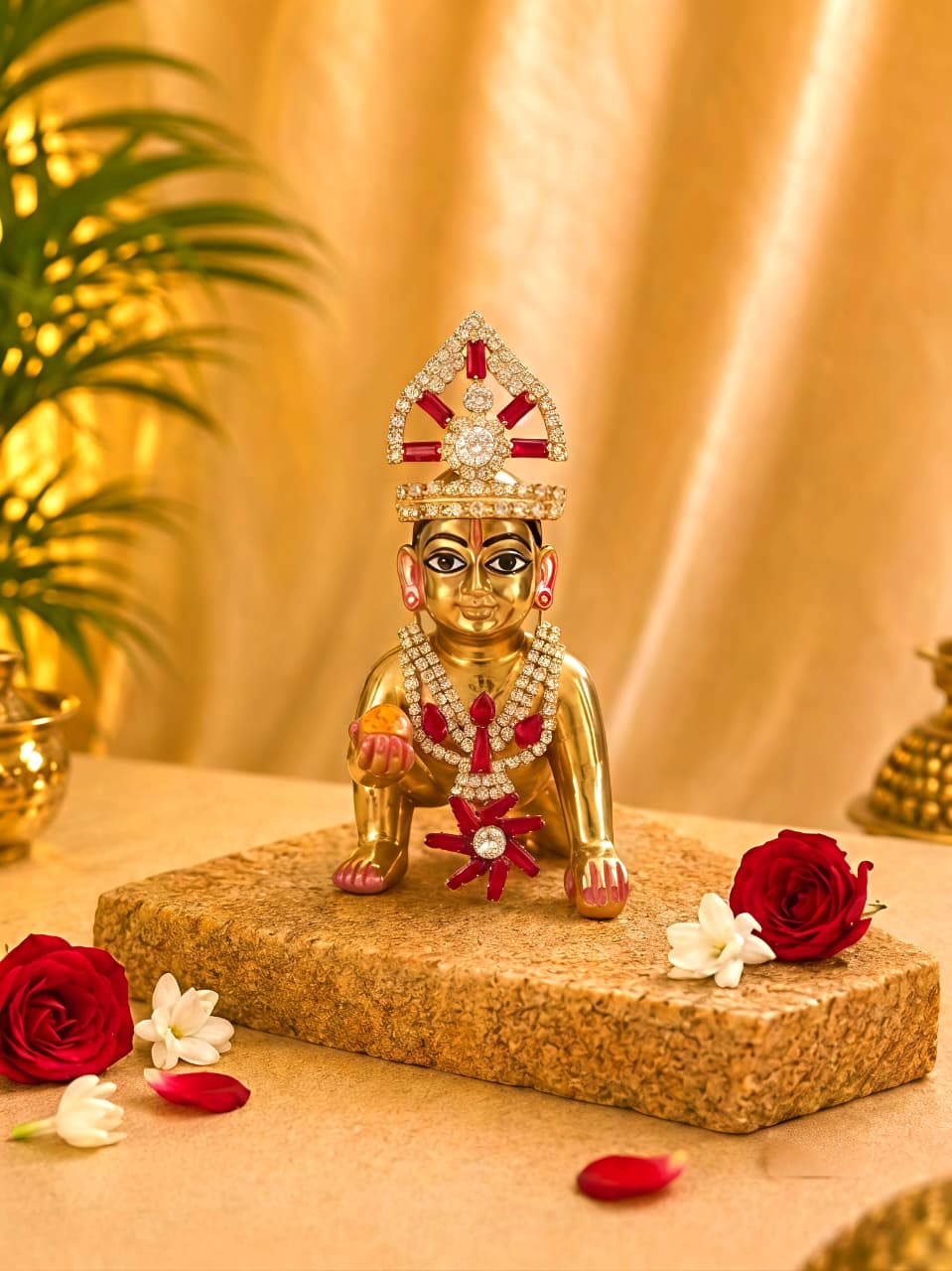 Ratnavi Laddu Gopal Mukut & Mala Set