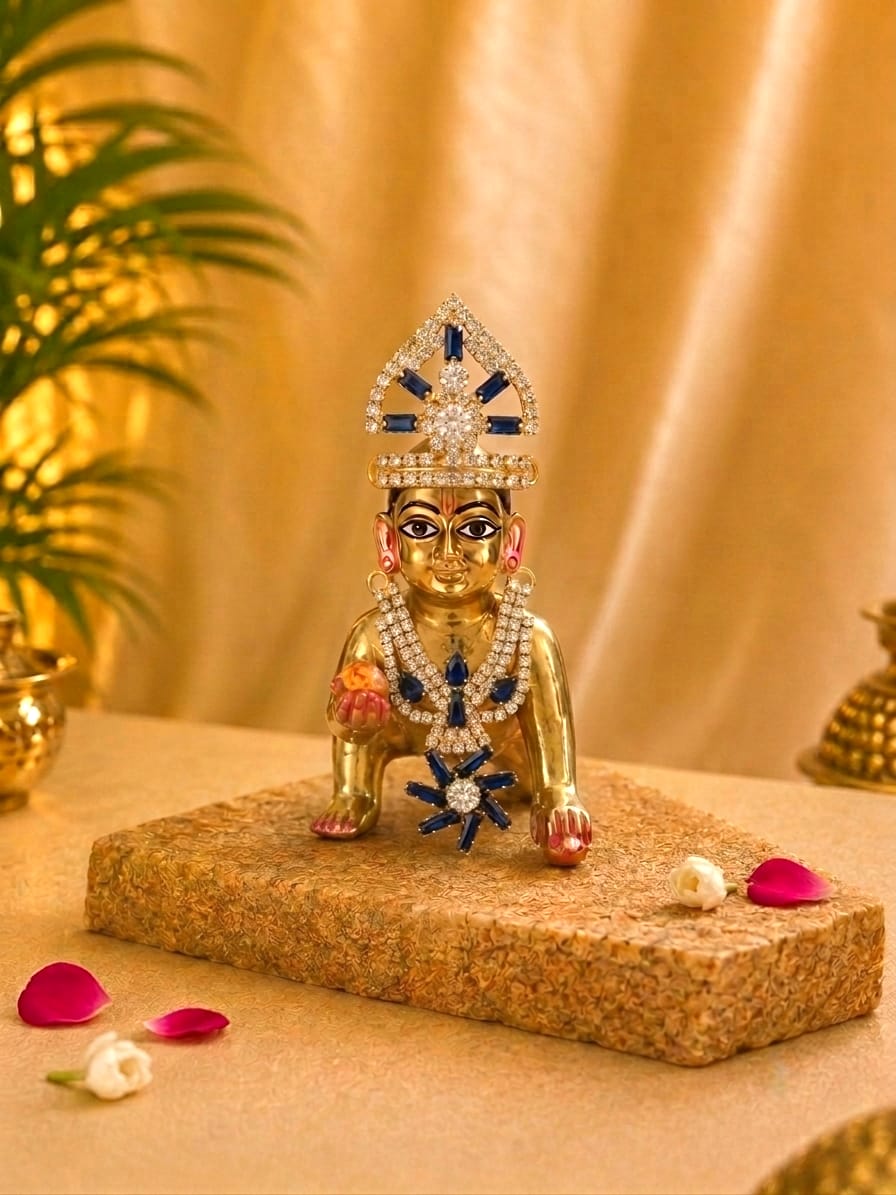 Ratnavi Laddu Gopal Mukut & Mala Set