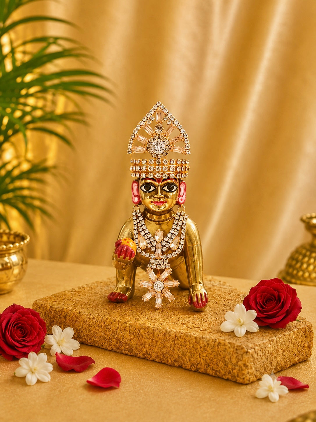 Ratnavi Laddu Gopal Mukut & Mala Set