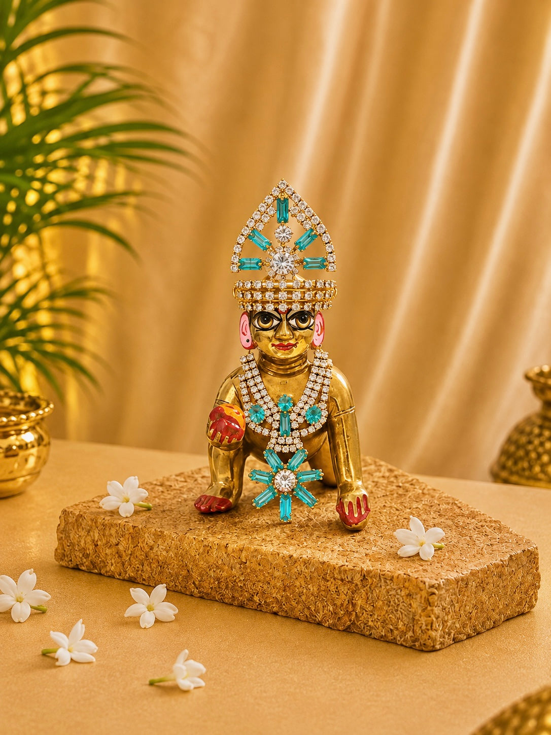Ratnavi Laddu Gopal Mukut & Mala Set