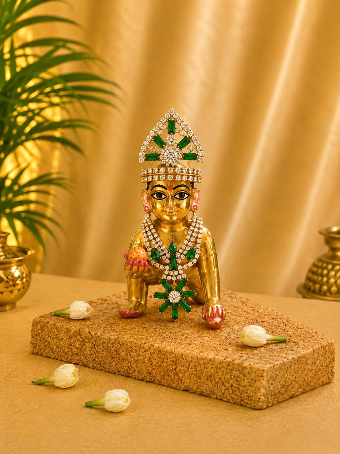 Ratnavi Laddu Gopal Mukut & Mala Set