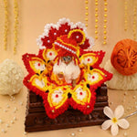 Sunehri Orange Wool Laddu Gopal Poshak 2 Pc Set