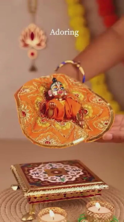 Divya Raas Orange Laddu Gopal Poshak