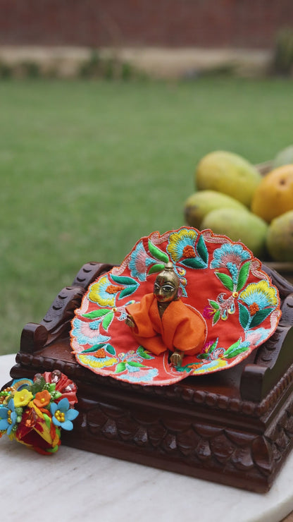 Orange Mulmul Cotton Laddu Gopal Poshak