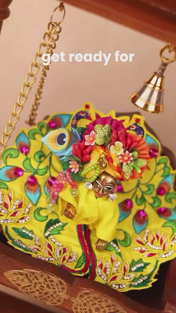 Mayur Pushp Yellow Laddu Gopal Poshak