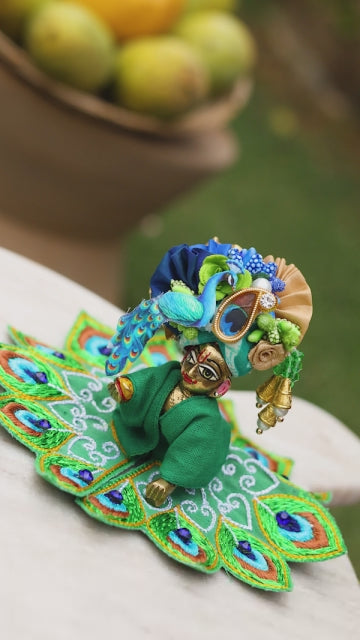 Green Mulmul Cotton Laddu Gopal Poshak