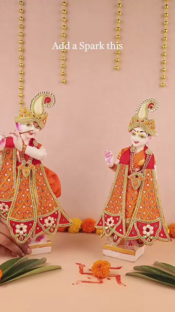 Madhur Leela Orange Lehenga Dhoti with Patka