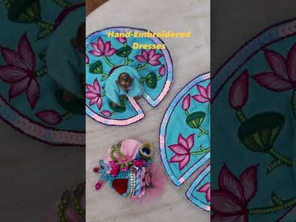 Light Blue Mulmul Cotton Laddu Gopal Poshak